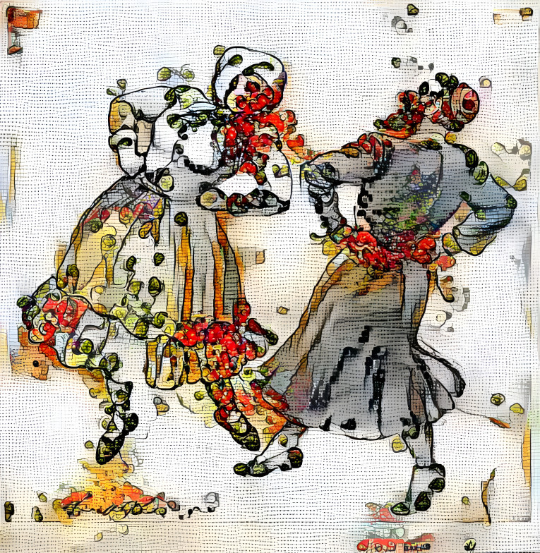 Cross-stitched jewish dancing