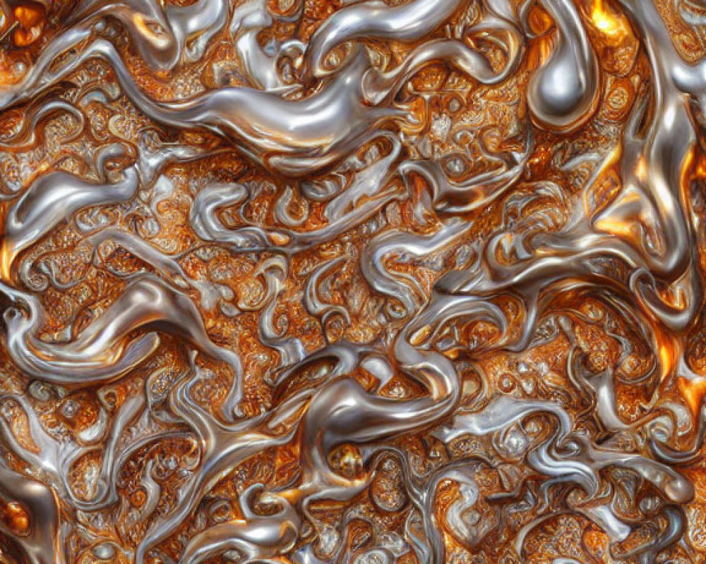 Gold and Brown Swirling Abstract Pattern with Molten Metal Aesthetic