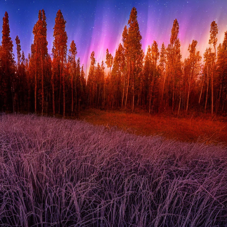 Majestic Aurora Borealis Lights Up Frosty Meadow