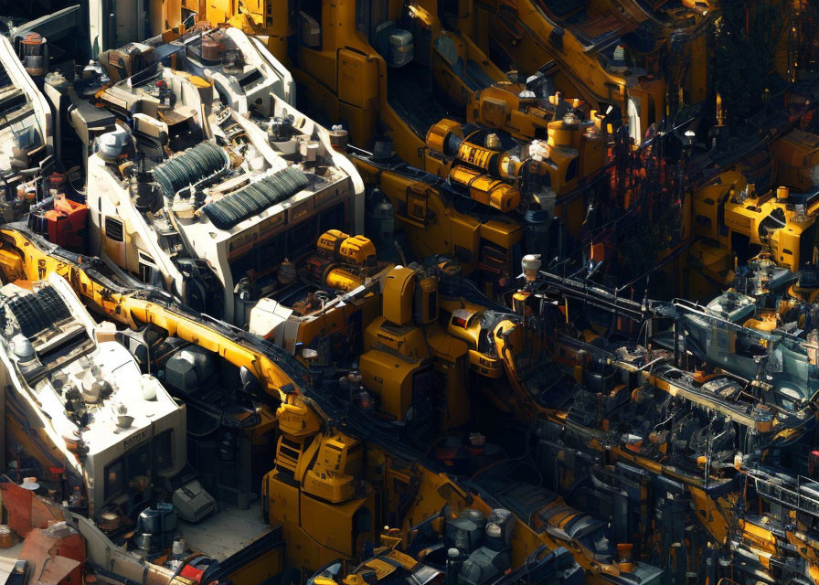 Cluster of Yellow Heavy Machinery in Industrial Setting