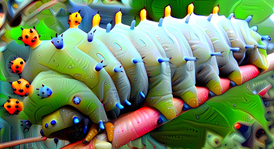 Caterpillar of giant silk moth Hyalophora cecropia