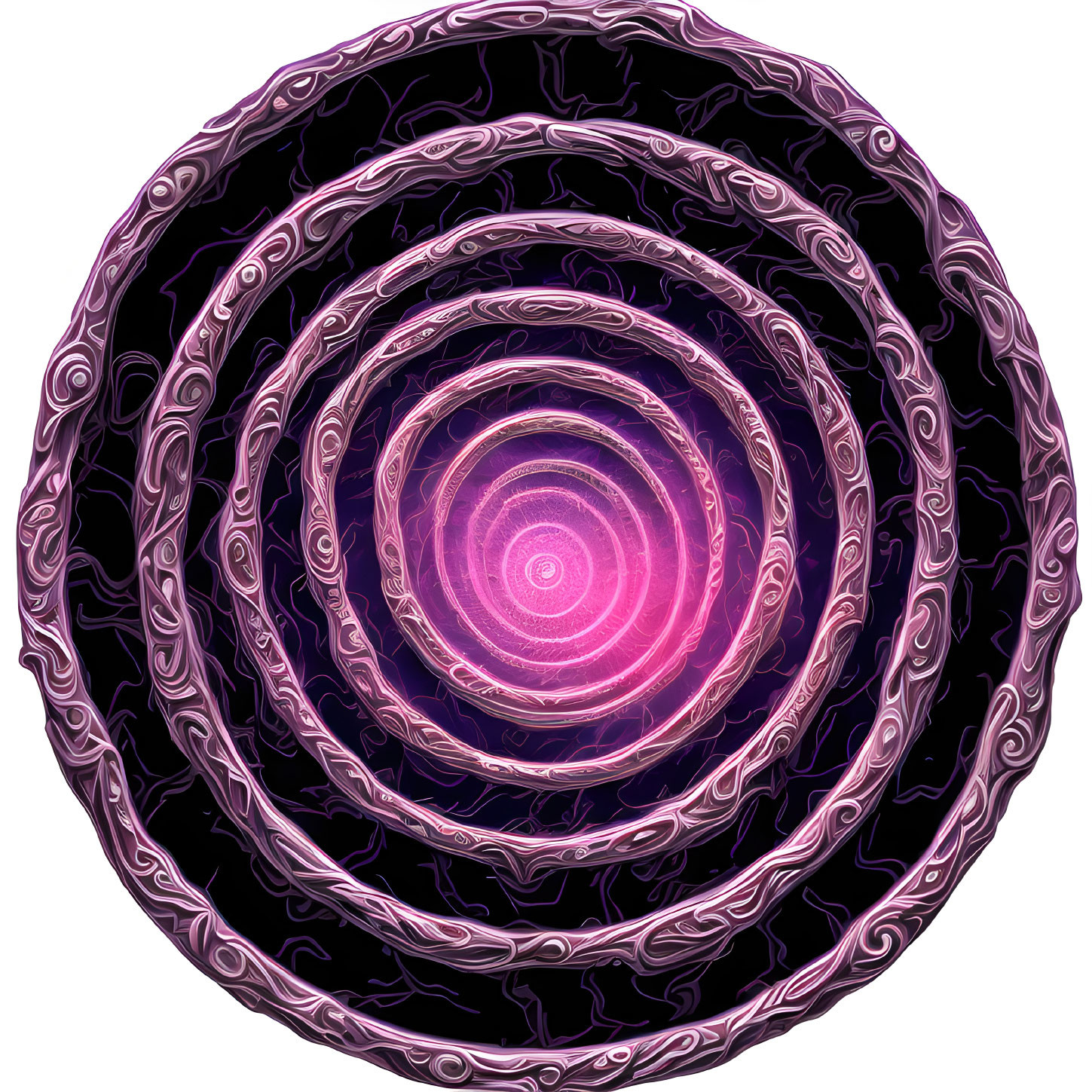 Intricate Purple and Black Concentric Circles Artwork