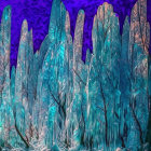 Winter Wonderland: Towering Ice Formations and Twinkling Lights