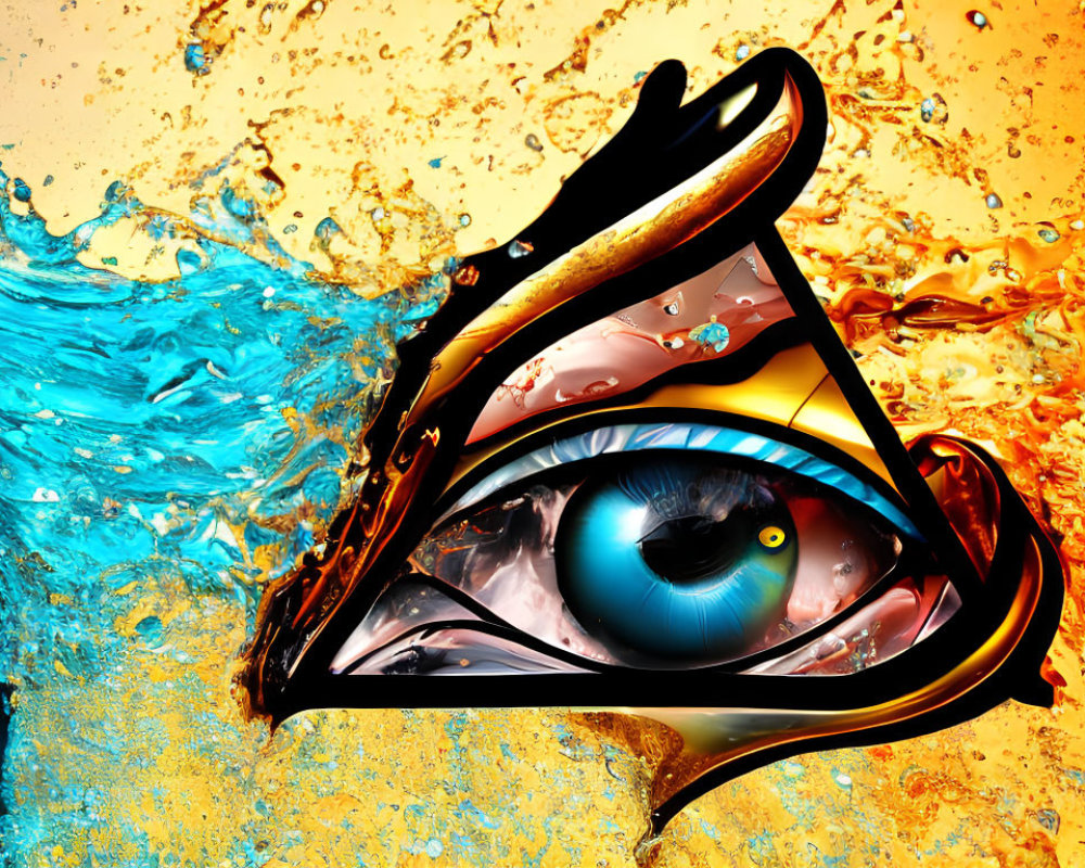 Eye of Horus Artwork with Realistic Eye and Liquid Background