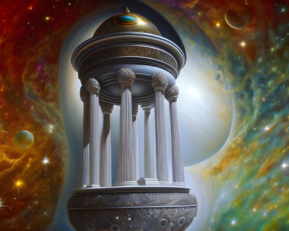 Classical pillar structure in cosmic space with stars and nebulous clouds