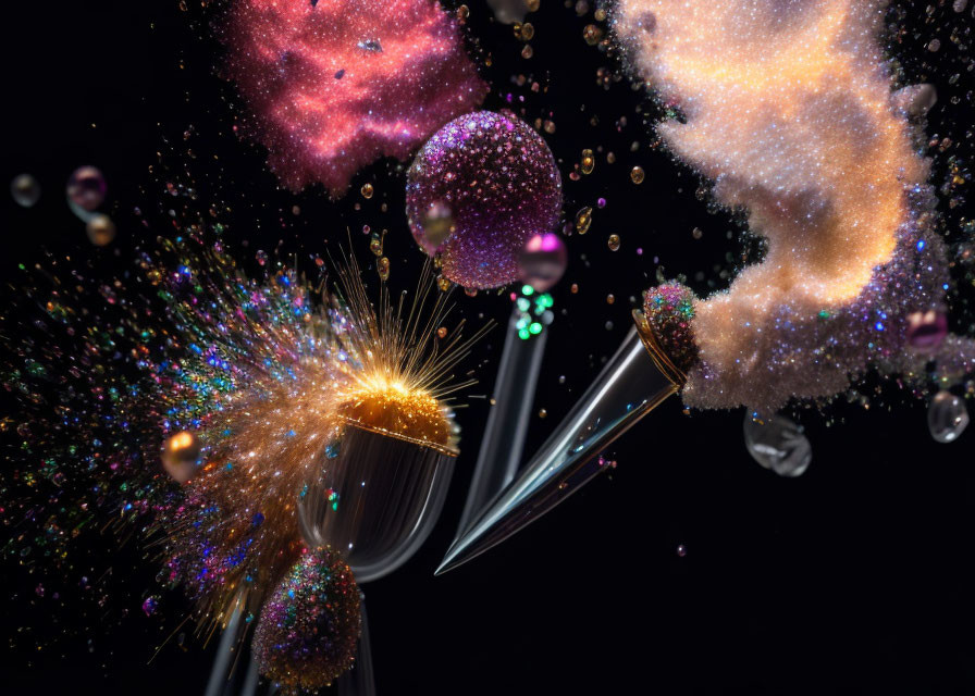 Vibrant Glittering Bursts and Sparkling Particles with Balloons