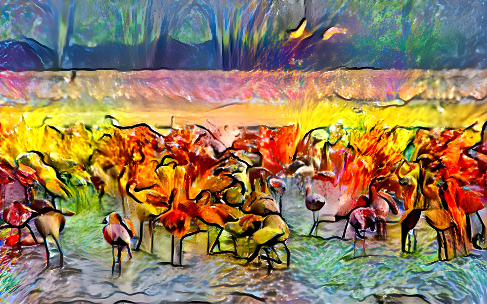 Flock of flamingos