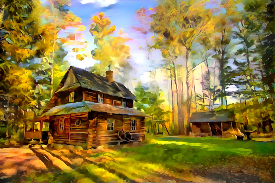 Sunset hut painting