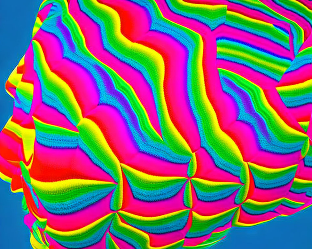 Colorful Digital Abstract: Wavy Multicolored Patterns on Spherical Shape