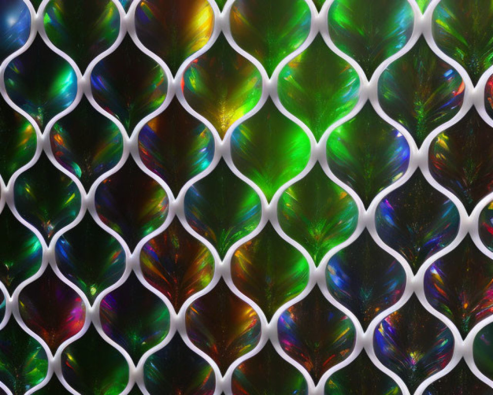 Iridescent Rainbow Scale Pattern with Fishnet Design