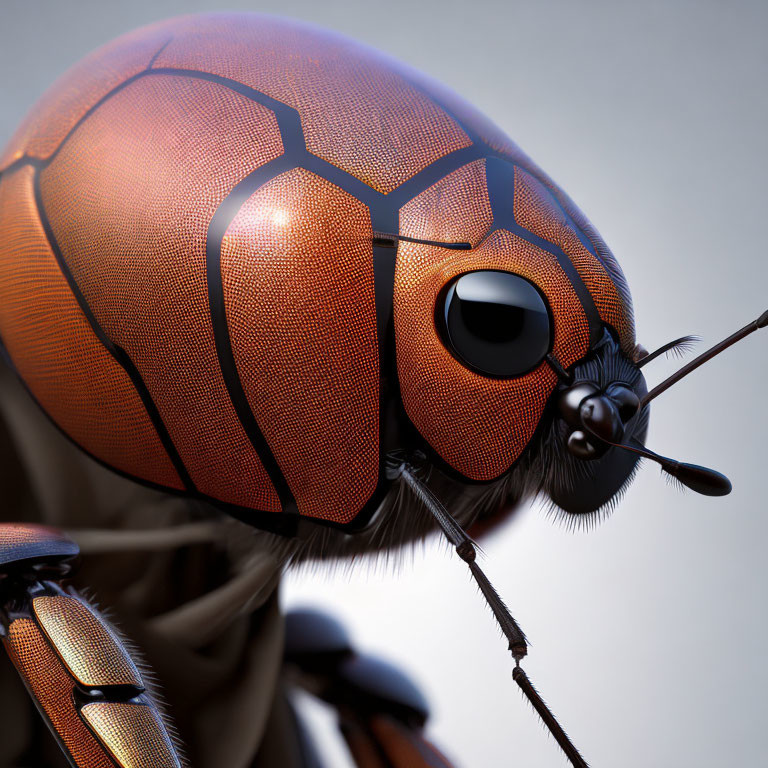 Detailed hyperrealistic 3D ladybug render with intricate textures and lighting