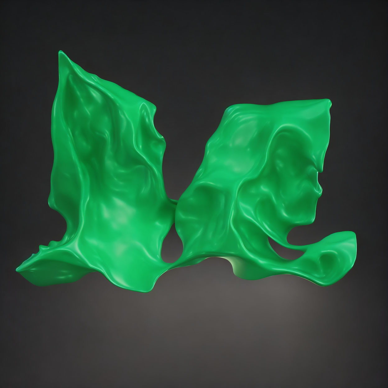 Green Silk Fabrics Floating in Dark Background