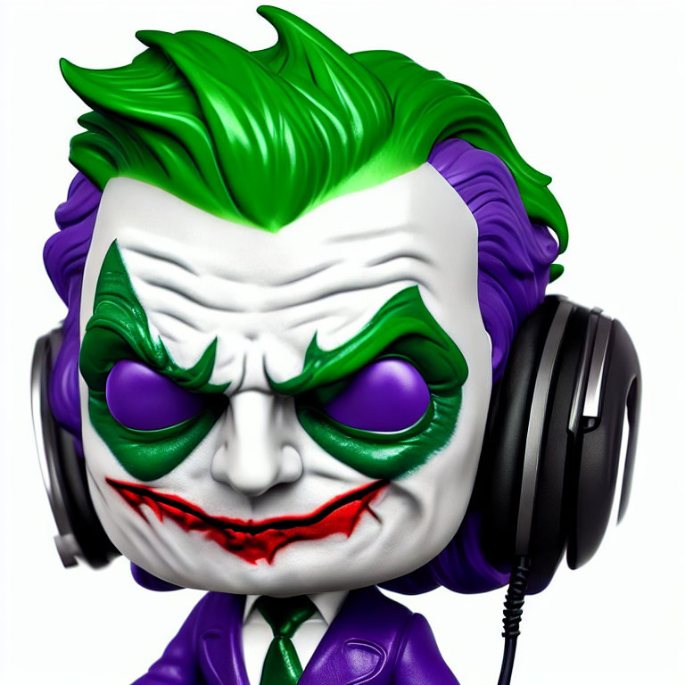 Colorful Joker Figurine with Green Hair and Purple Coat