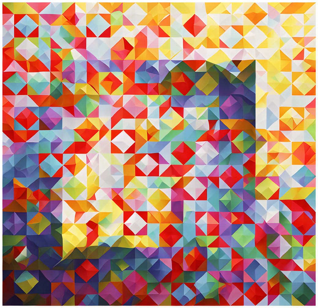 Colorful Geometric Triangle Mosaic Painting