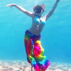 Colorful neon paint splashes on woman in vibrant image