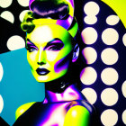 Vibrant neon colors in stylized portrait with cat-like makeup