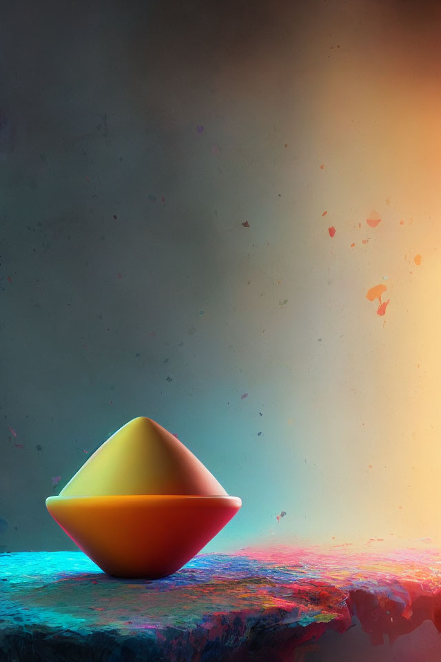 Colorful Abstract Image: Gradient-Shaded Geometric Object on Vibrant Textured Backdrop