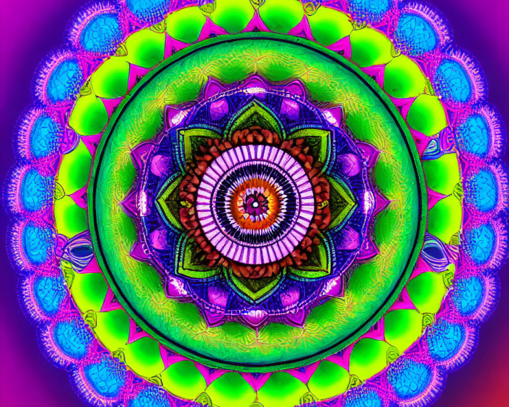 Colorful Mandala Design with Green, Blue, and Purple Gradients