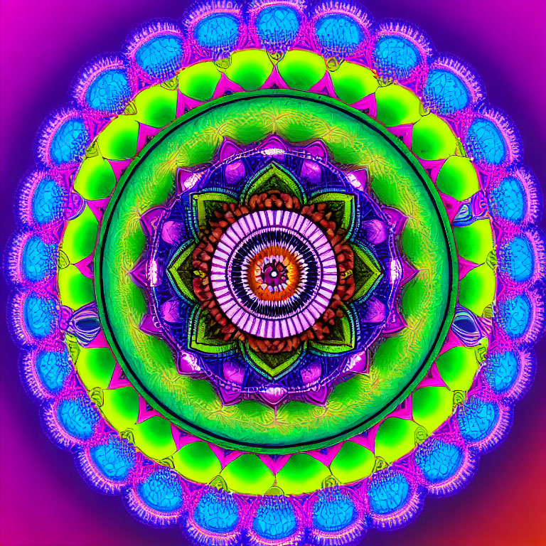 Colorful Mandala Design with Green, Blue, and Purple Gradients