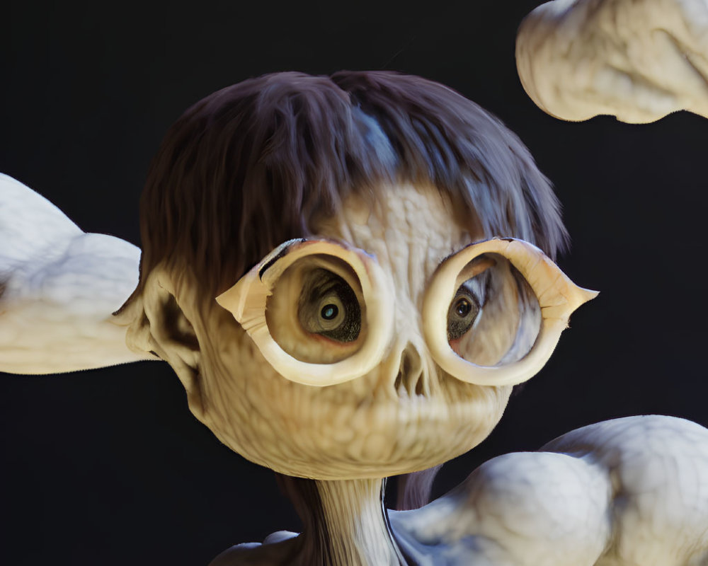 3D render of creature with large eyes and prominent ears