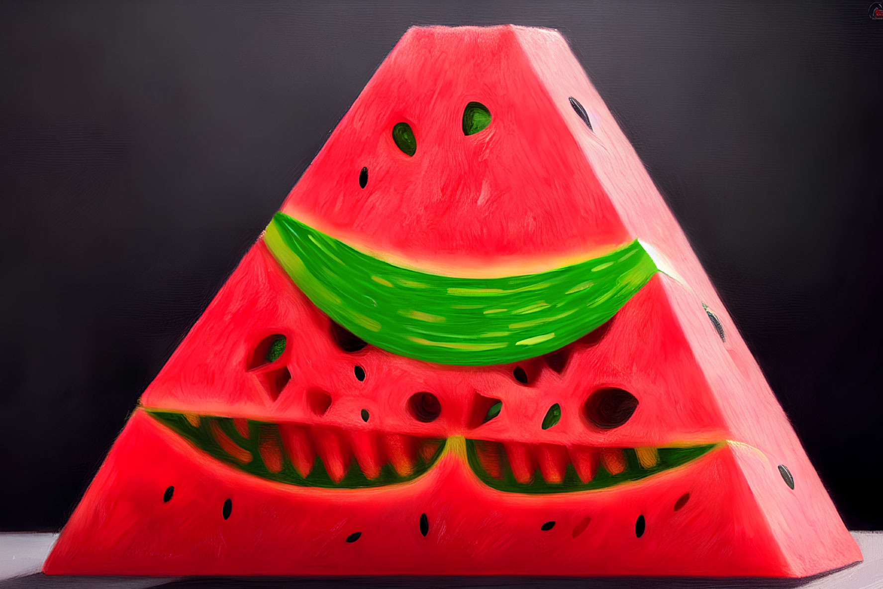 Vibrant watermelon slices painting with pyramid arrangement