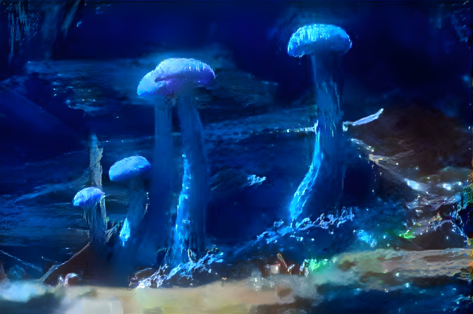 Glowing cave mushrooms