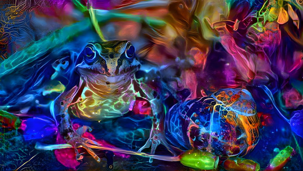 Trippy yard frog