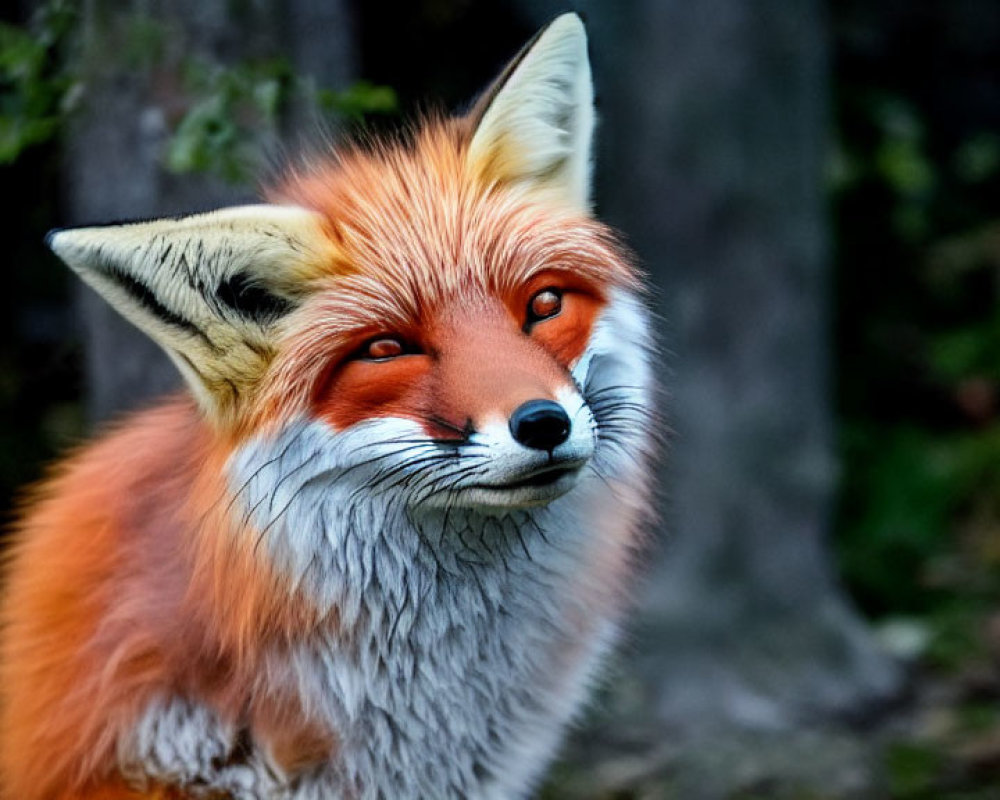 Alert red fox with bushy tail in natural setting