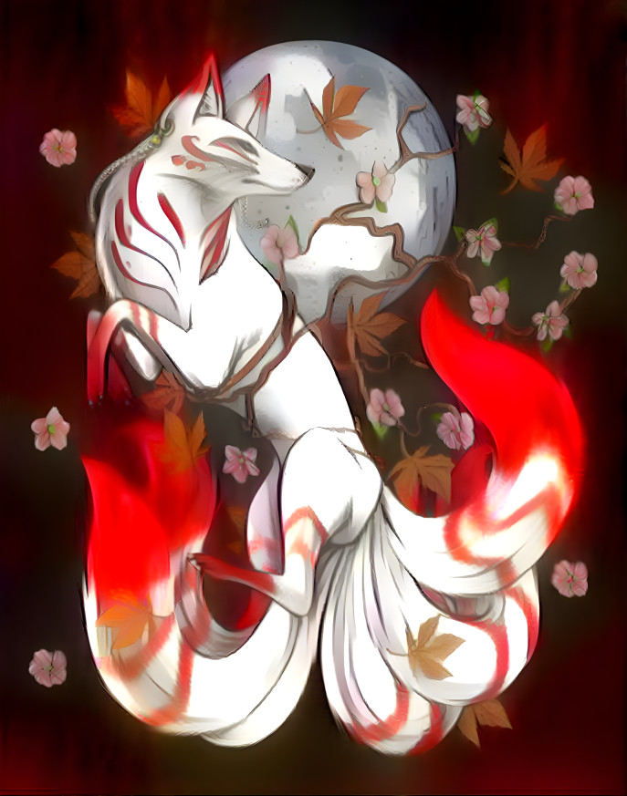 Red and white kitsune