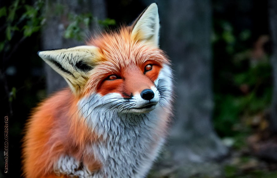 Alert red fox with bushy tail in natural setting