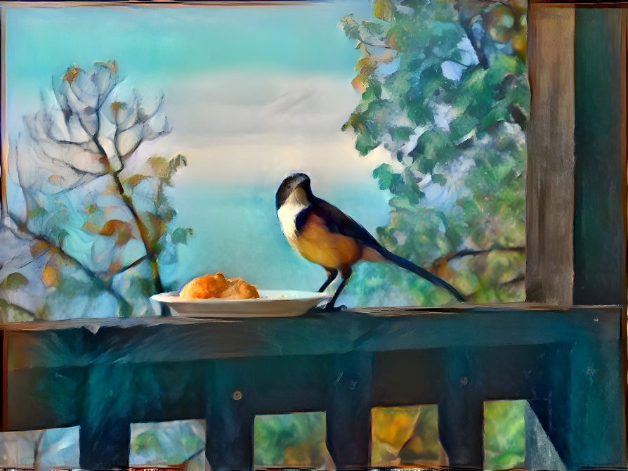 Cezanne's bird ate the leftover oranges