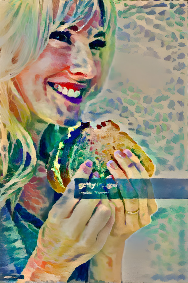 Woman eating a PB&J Sandwich No. 1