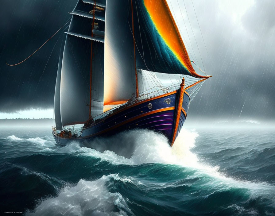 sail boat in a stormy sea