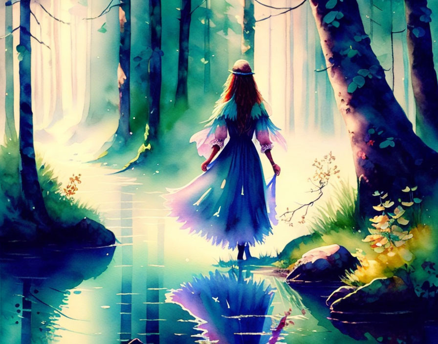 fairy walking through deep woods