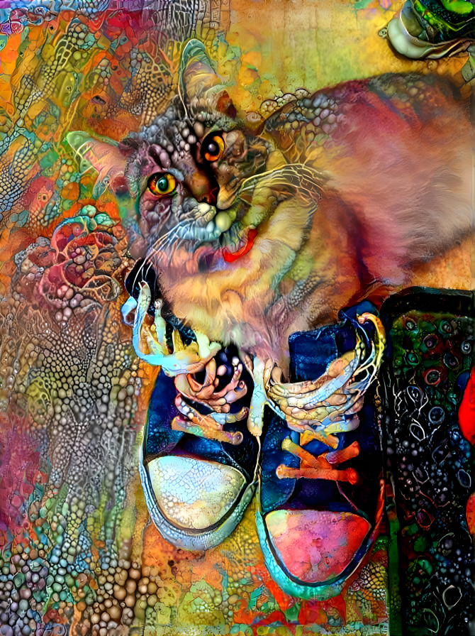 cat in sneakers