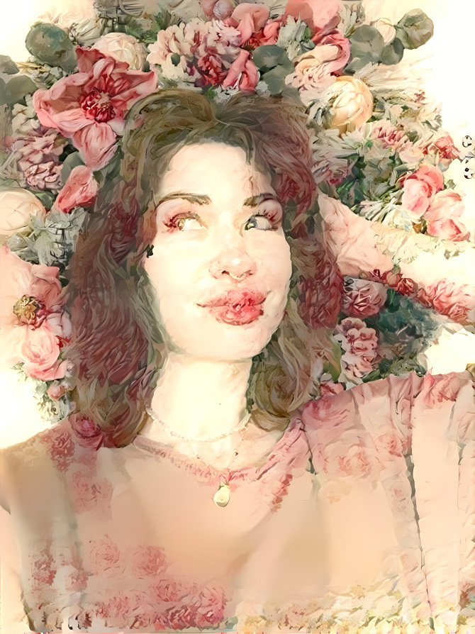 Antique flowers portrait