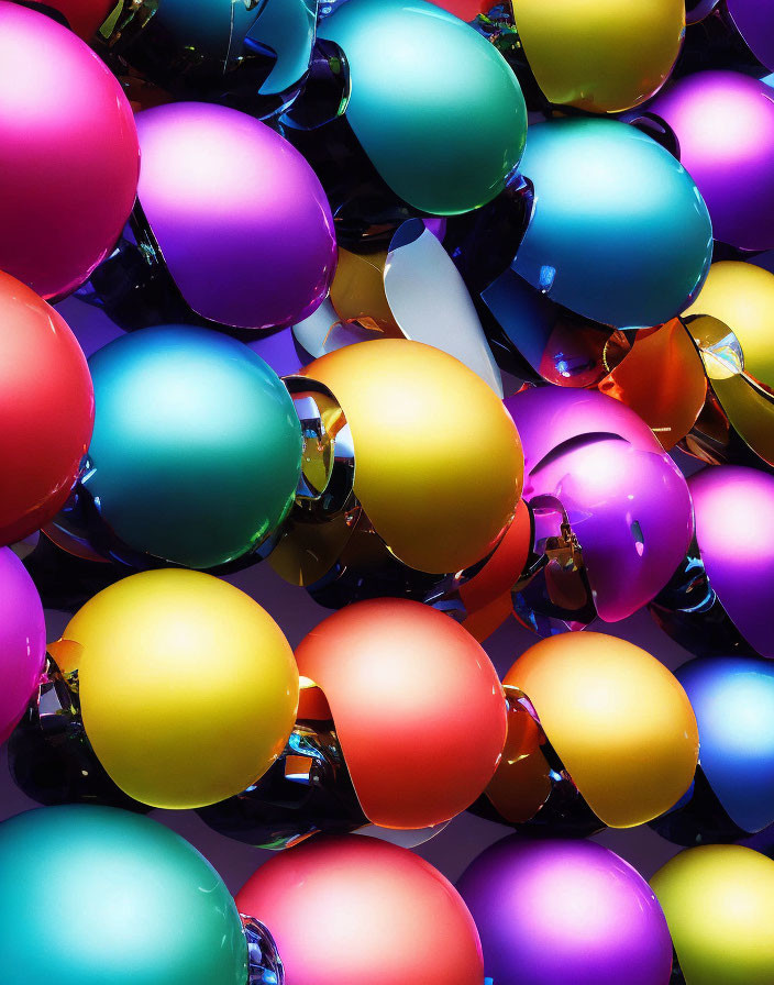 Colorful Glossy Balloons Under Bright Lighting