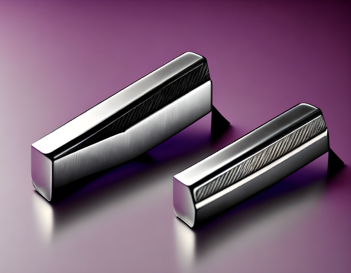 Reflective Purple Surface with Textured Silver Bars