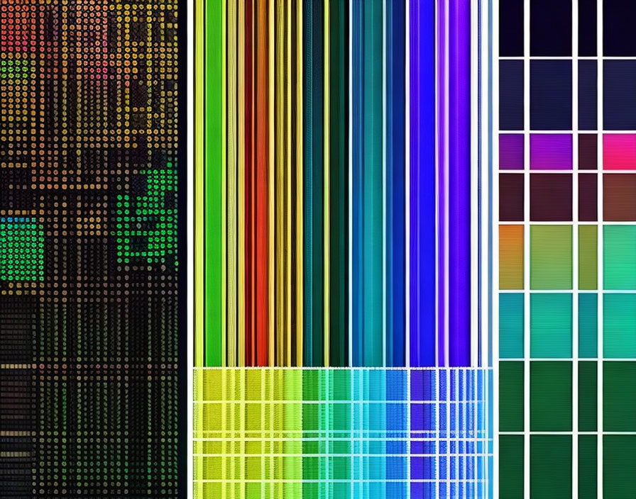 Colorful Abstract Background with Gradient Dots, Stripes, and Color Blocks