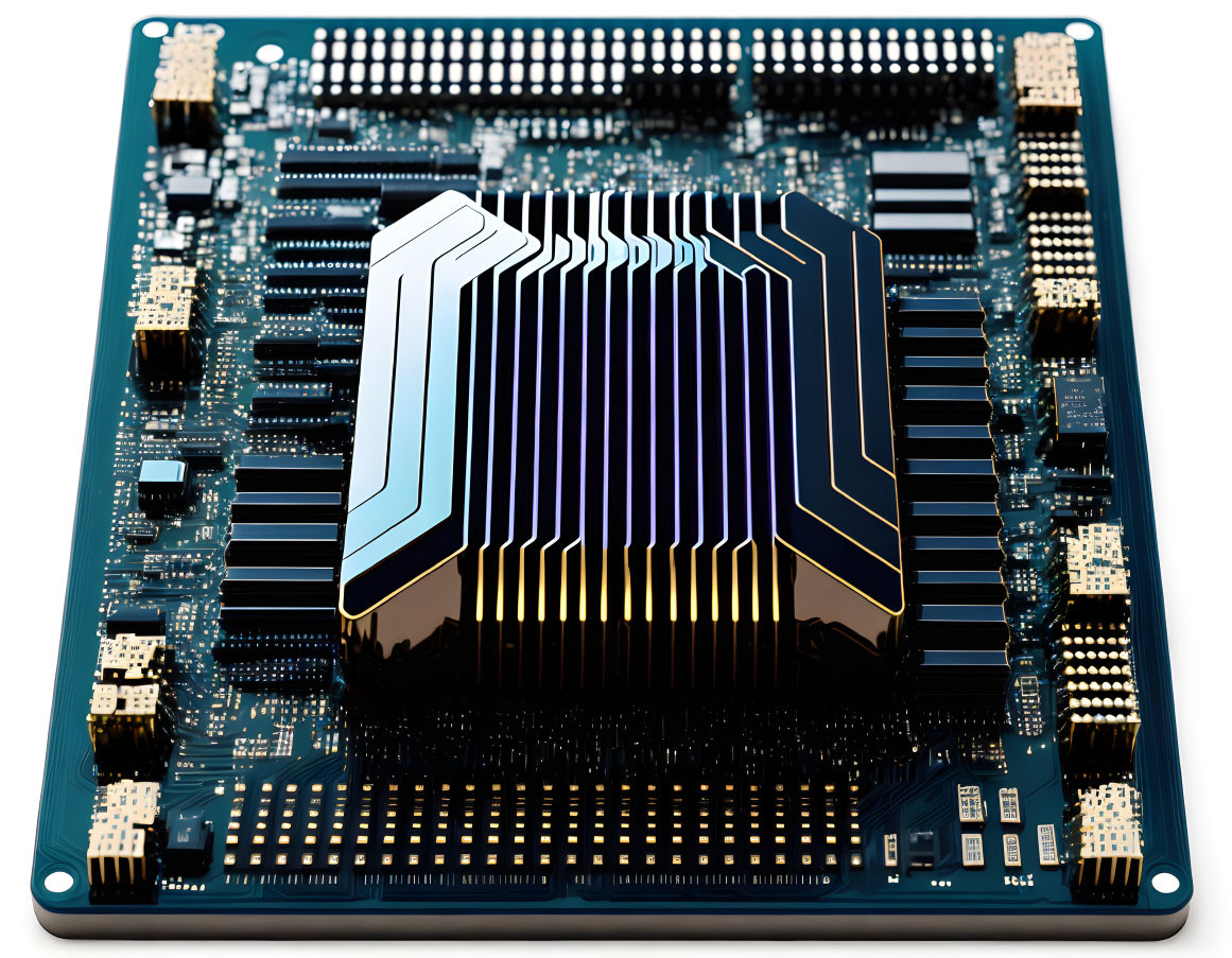 Modern high-performance CPU on intricate computer motherboard