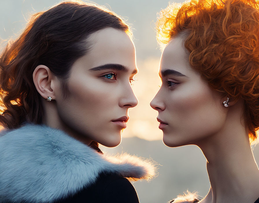 Striking individuals with contrasting features in soft golden light