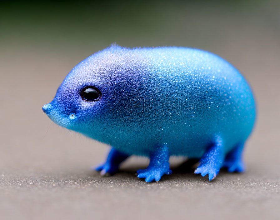 Blue Gradient Fantasy Creature Resembling Tiny Hippopotamus