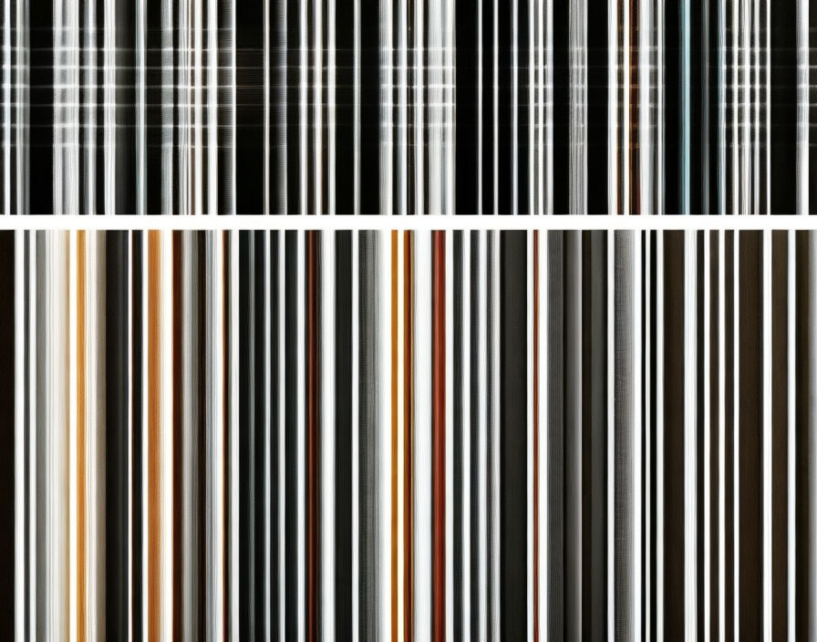 Three-panel abstract art with varying vertical lines and color tones.