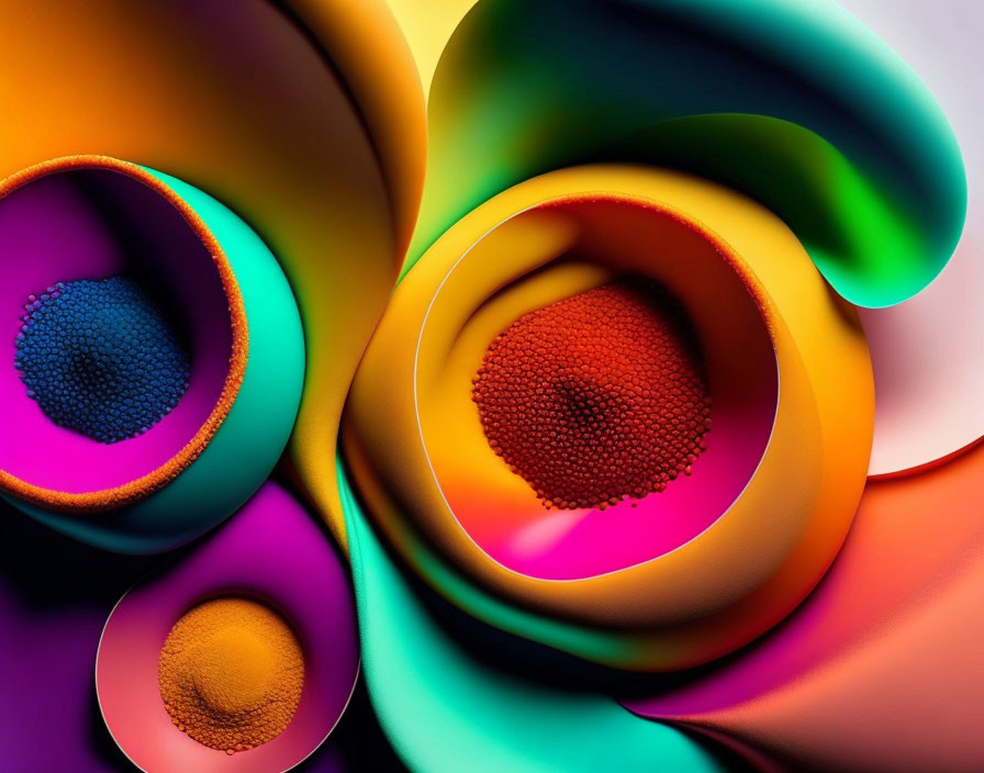 Colorful Abstract Art: Swirling Forms in Bright Orange, Purple, and Green