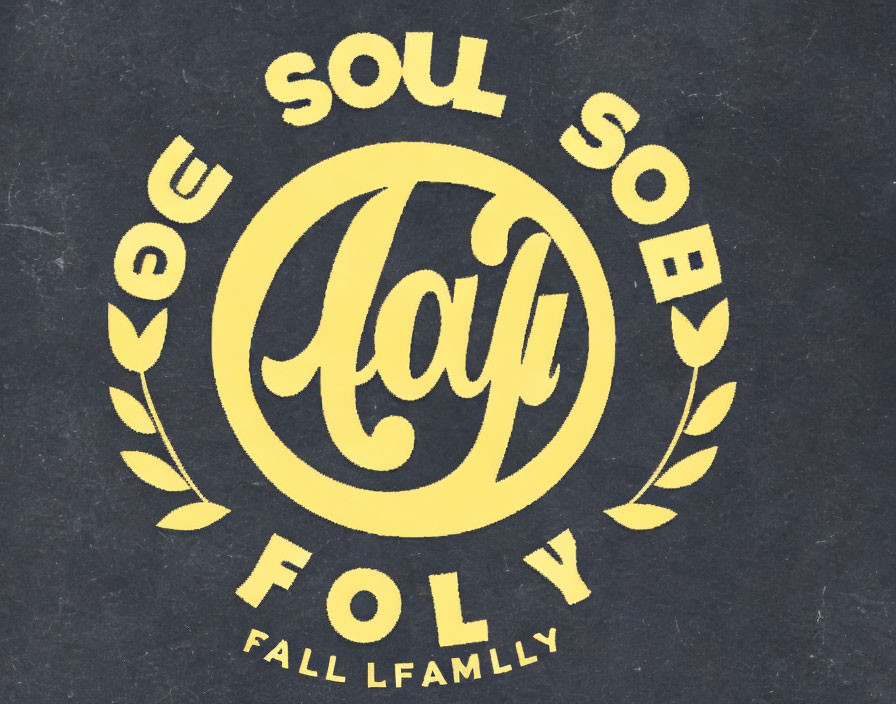 Stylized text "Soul Fall Family" logo with laurel wreaths on dark background