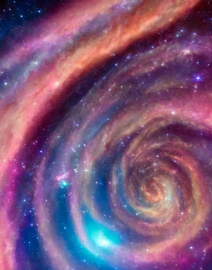 Colorful Swirling Galaxy in Blue, Pink, and Purple