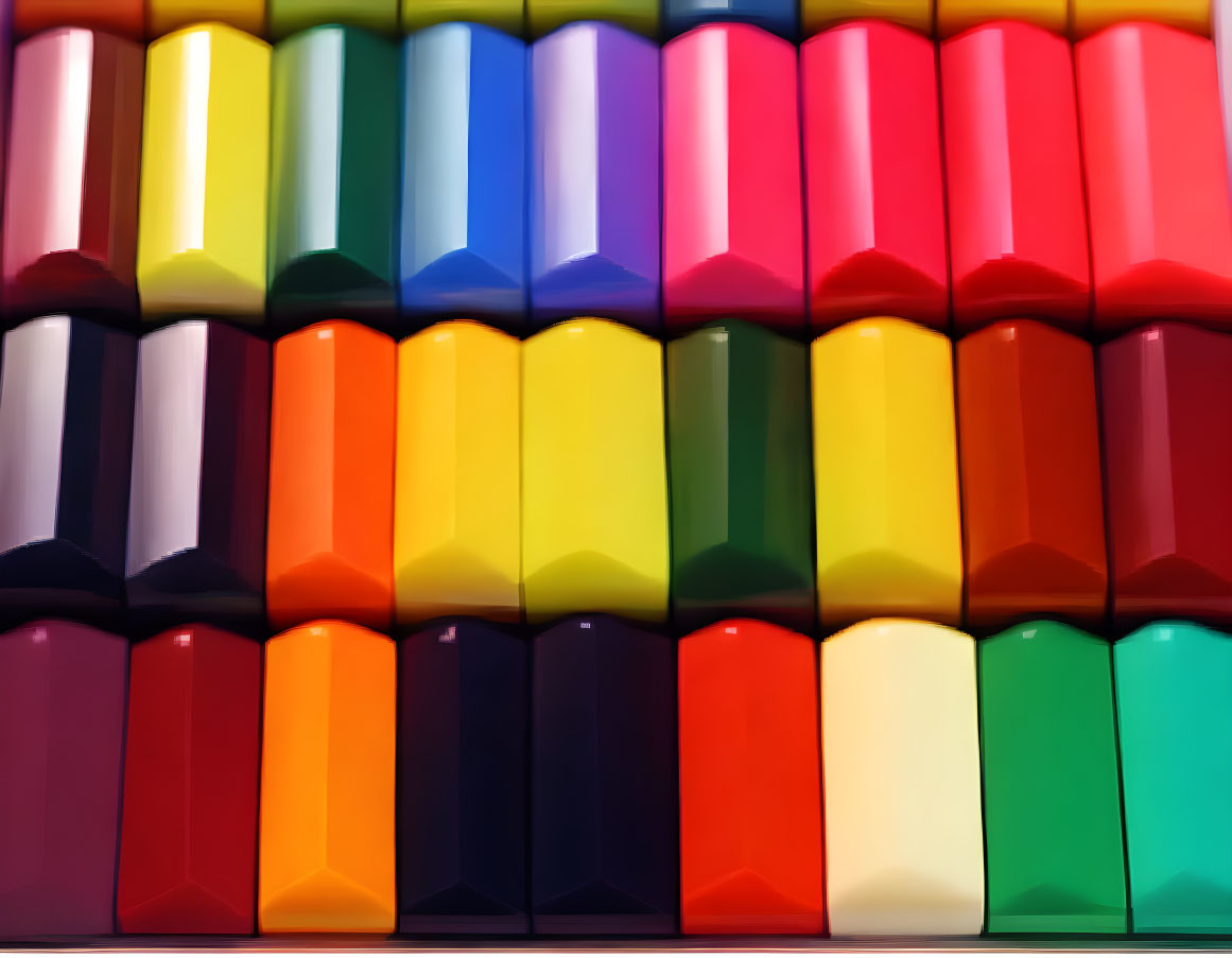 Colorful Crayons Arranged in Gradient Order