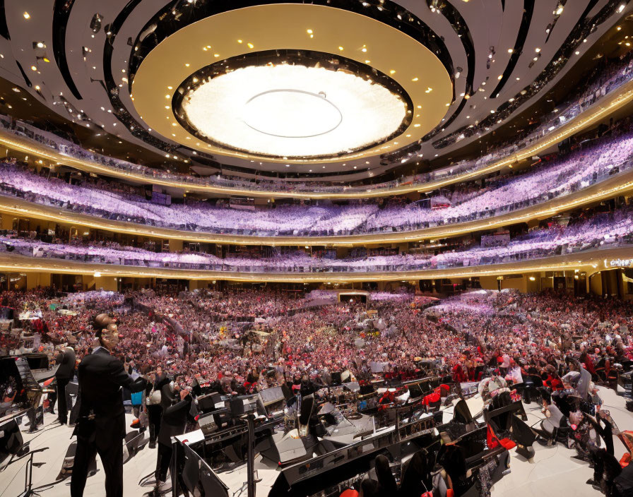 Modern Concert Hall Interior with Orchestra Stage and Balconies