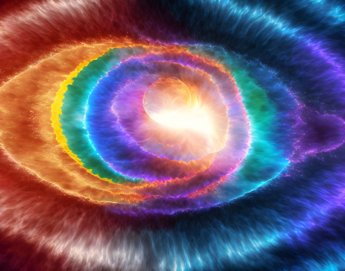 Colorful concentric circles in neon colors: Cosmic explosion or psychedelic ripple.