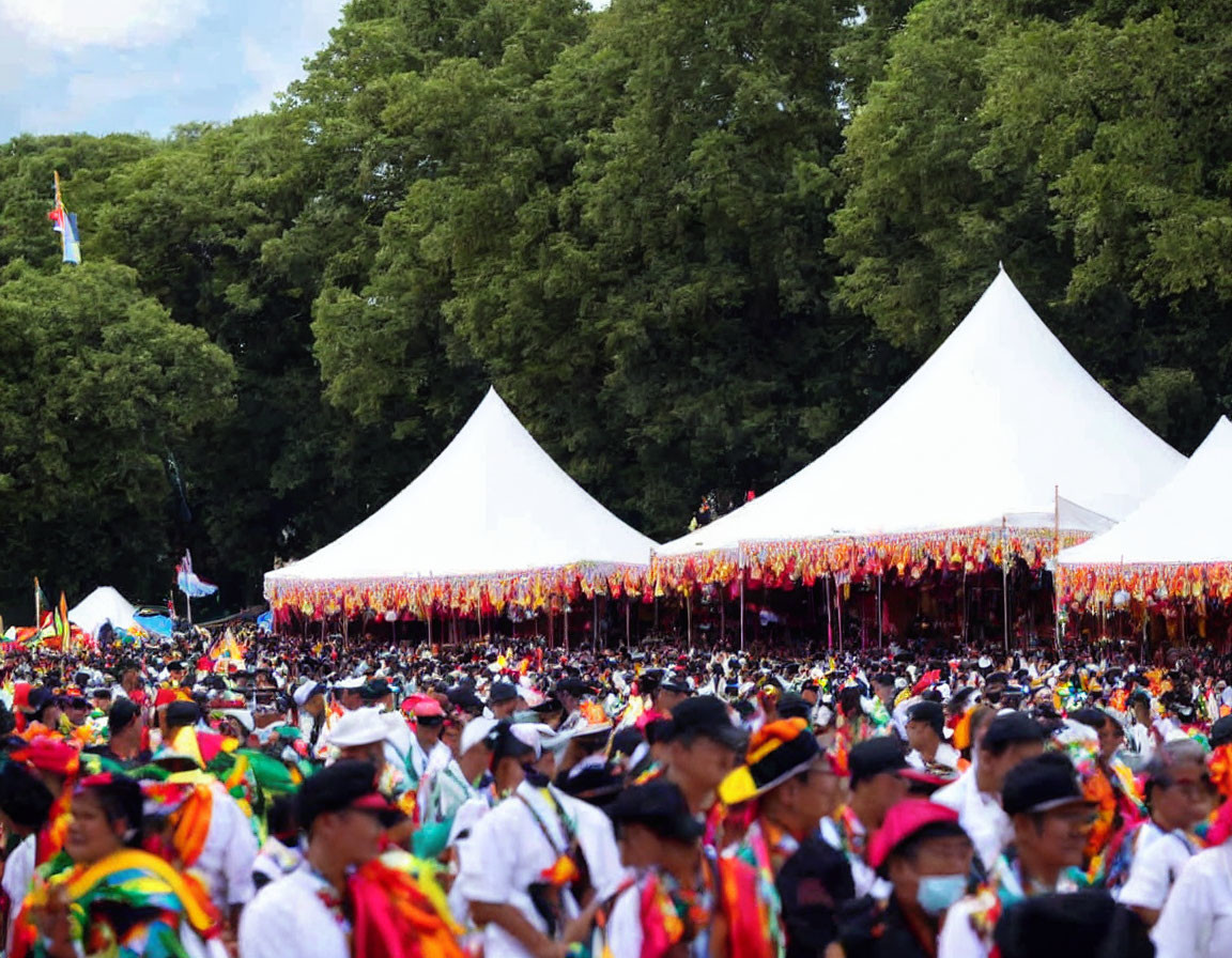 Colorful Traditional Outfits at Vibrant Outdoor Event